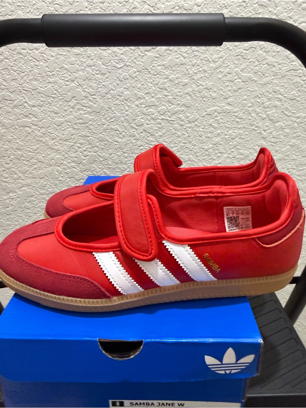 Adidas Samba Jane-Red Mary Jane Sneakers with White Stripes - Picture 5 of 8
